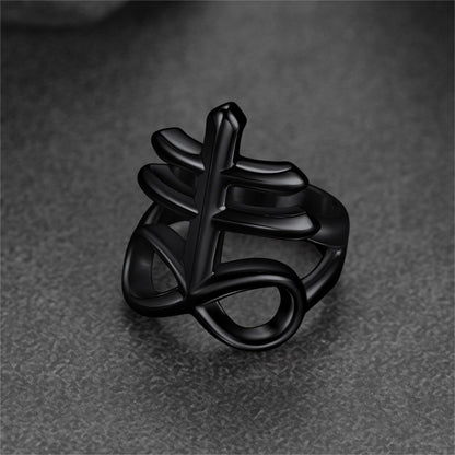 Satanic Leviathan Cross Stainless Steel Ring for