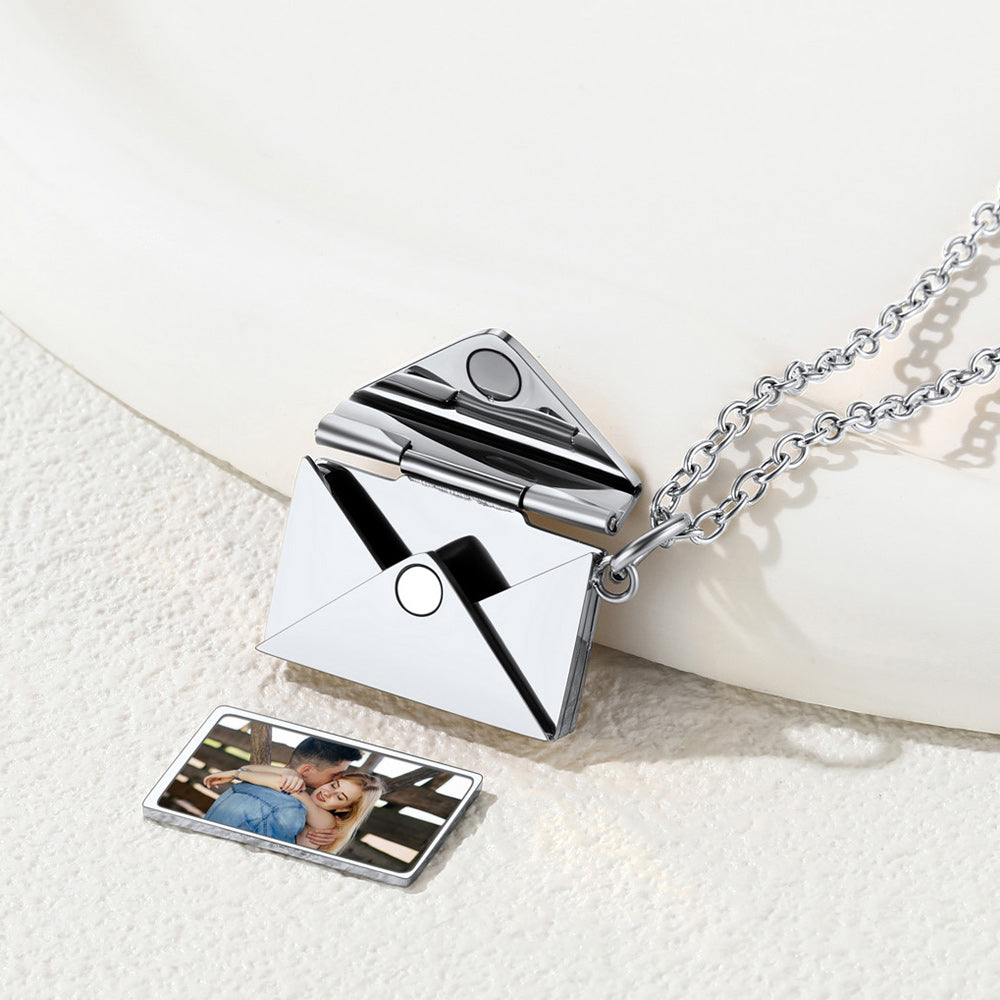 Personalized Envelope Picture Locket Necklace Gifts for Girl