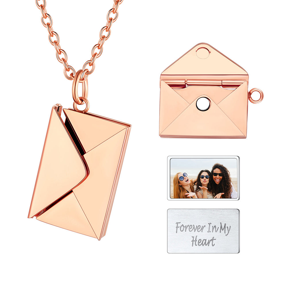 Personalized Envelope Picture Locket Necklace Gifts for Girl