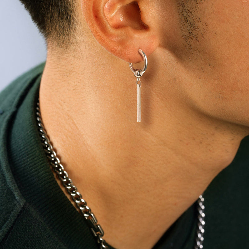 Punk Long Bar Drop Hoop Earrings for