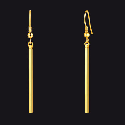 Minimal Long Vertical Bar Dangle Earrings for