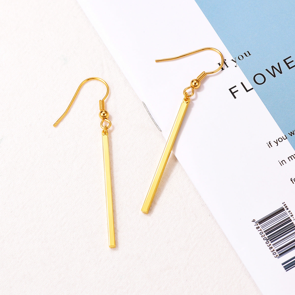 Minimal Long Vertical Bar Dangle Earrings for