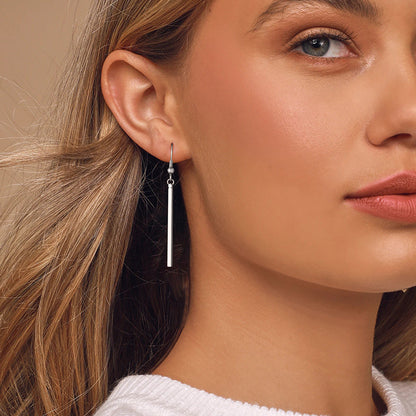 Minimal Long Vertical Bar Dangle Earrings for