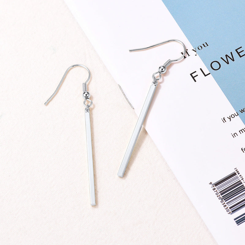 Minimal Long Vertical Bar Dangle Earrings for