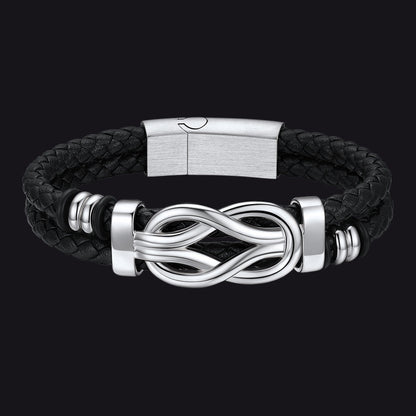 Customized Infinity Love Knot Leather Bracelet for