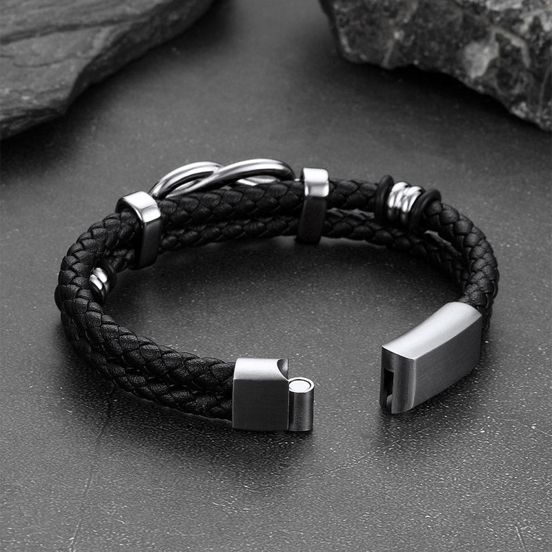 Customized Infinity Love Knot Leather Bracelet for