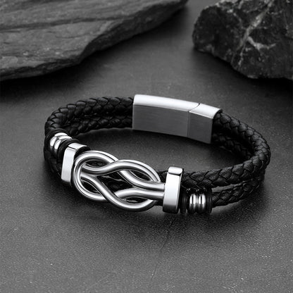 Customized Infinity Love Knot Leather Bracelet for