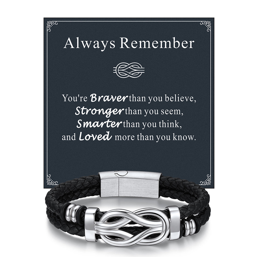 Customized Infinity Love Knot Leather Bracelet for