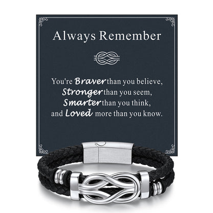 Customized Infinity Love Knot Leather Bracelet for