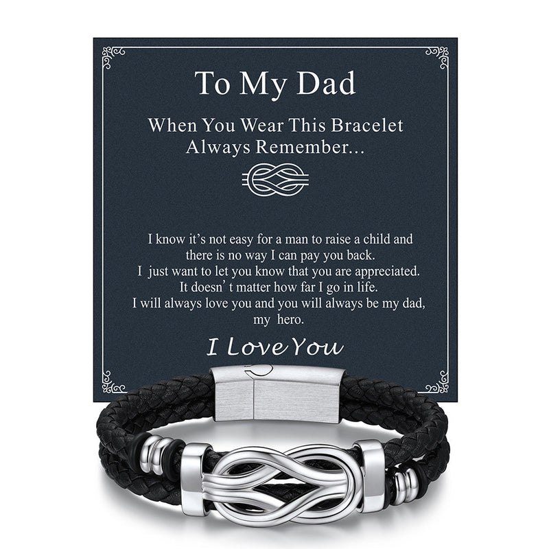 Customized Infinity Love Knot Leather Bracelet for