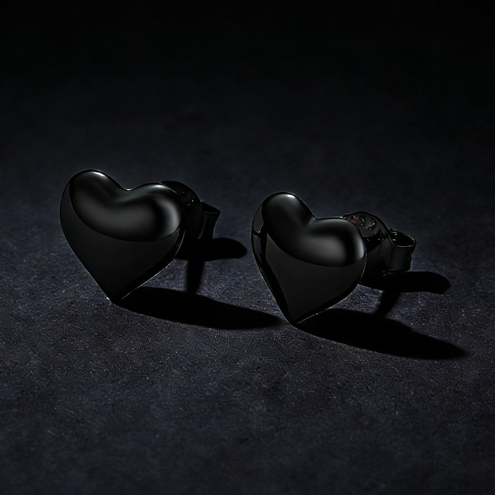Sterling Silver Chunky Puffy Heart Stud Earrings for