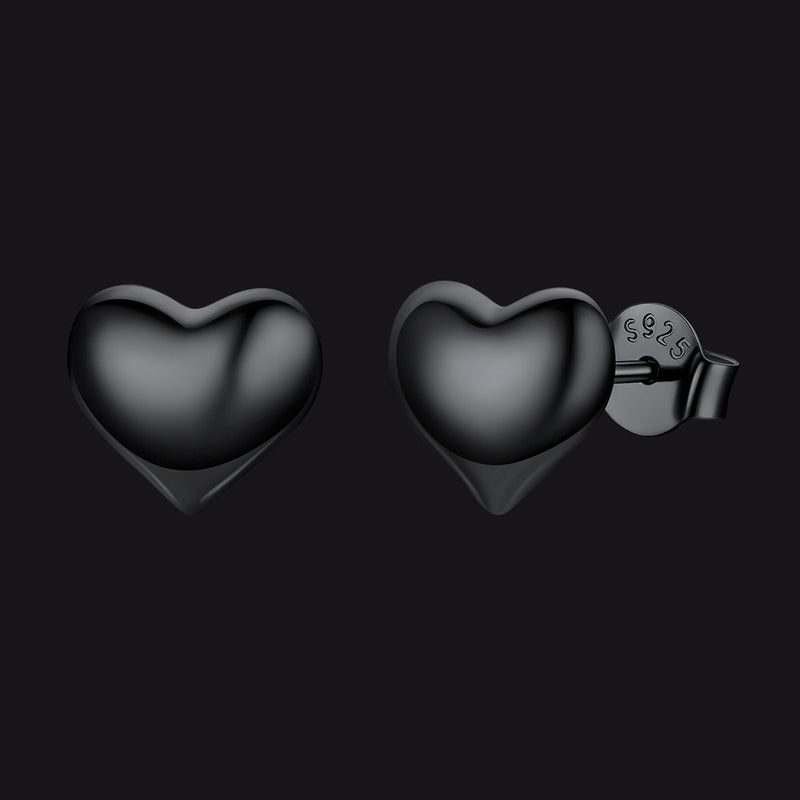 Sterling Silver Chunky Puffy Heart Stud Earrings for