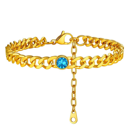 Personalized Birthstone Cuban Link Anklet for