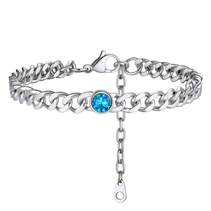 Personalized Birthstone Cuban Link Anklet for