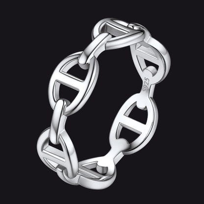 Sterling Silver Mariner Chain Link Ring for