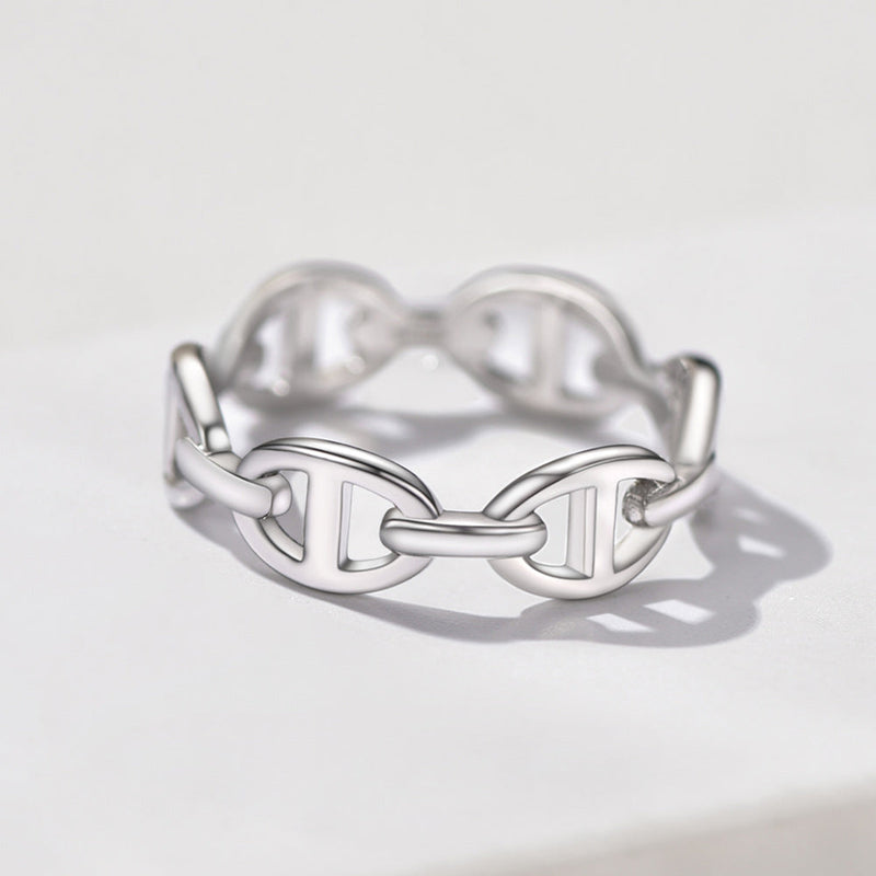 Sterling Silver Mariner Chain Link Ring for