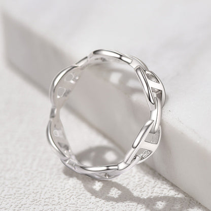 Sterling Silver Mariner Chain Link Ring for