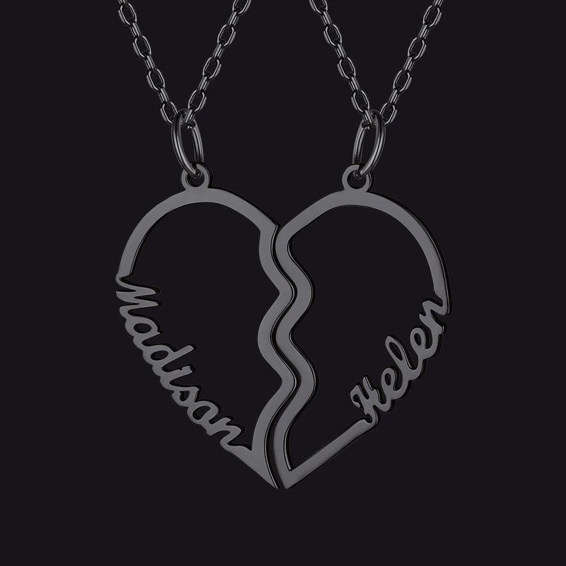 Custom Name Matching Heart Couple Necklaces Gift for Couple Mom Daughter