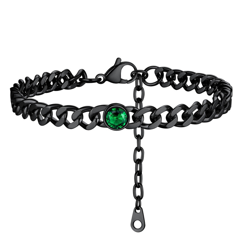 Personalized Birthstone Cuban Link Anklet for