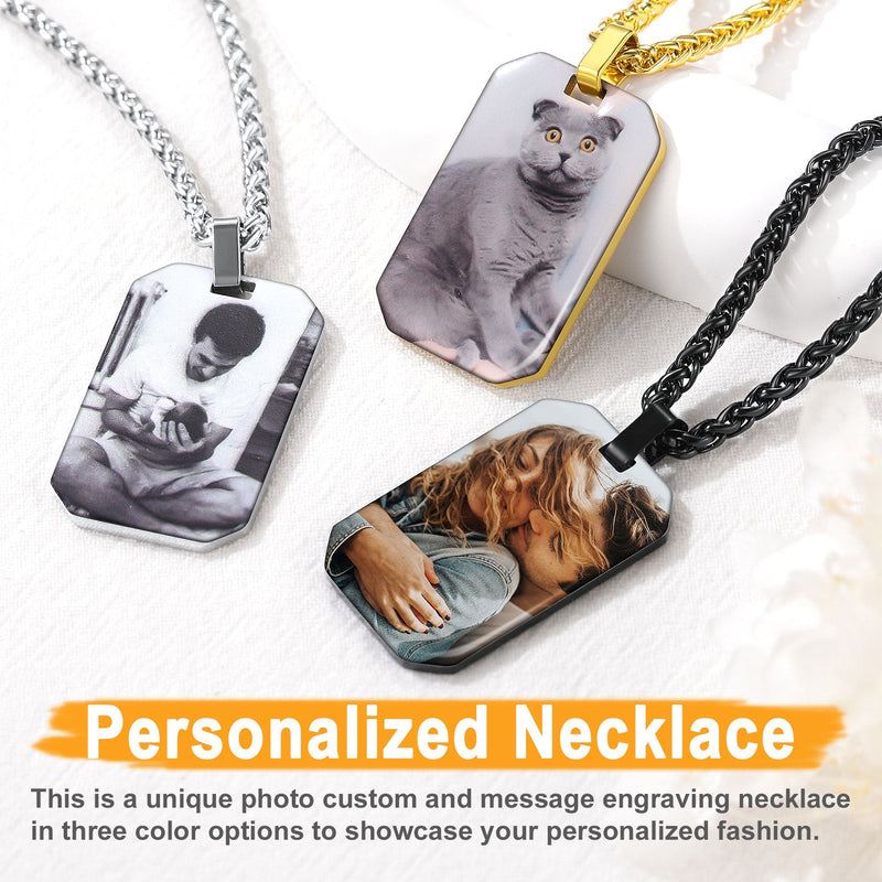 Customized Memory Picture Photo Dog Tag Necklace for