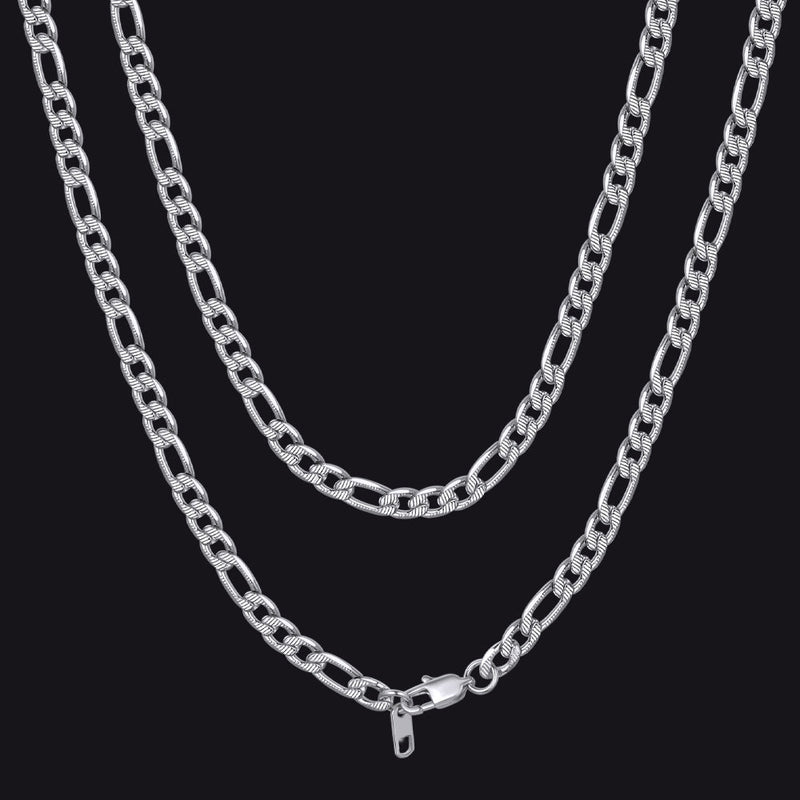 Figaro Curb Chain Link Necklace, 6/7.5/10 Mm Width