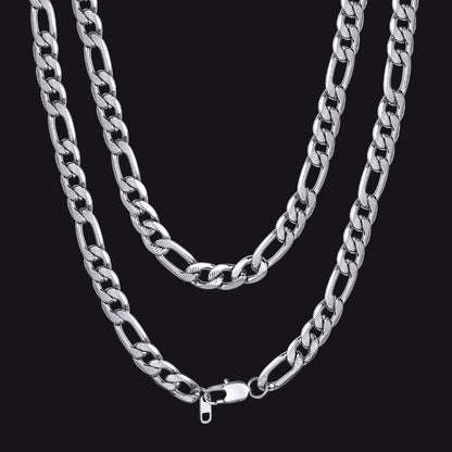 Figaro Curb Chain Link Necklace, 6/7.5/10 Mm Width