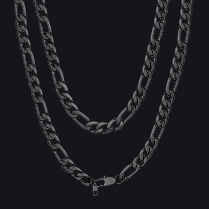 Figaro Curb Chain Link Necklace, 6/7.5/10 Mm Width