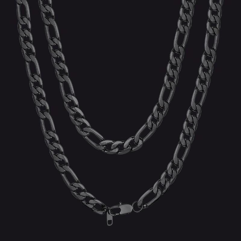 Figaro Curb Chain Link Necklace, 6/7.5/10 Mm Width