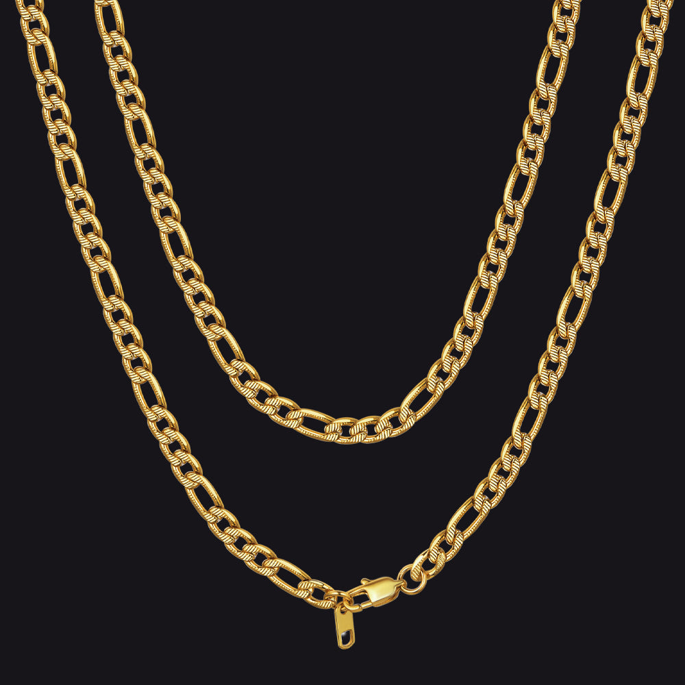 Figaro Curb Chain Link Necklace, 6/7.5/10 Mm Width