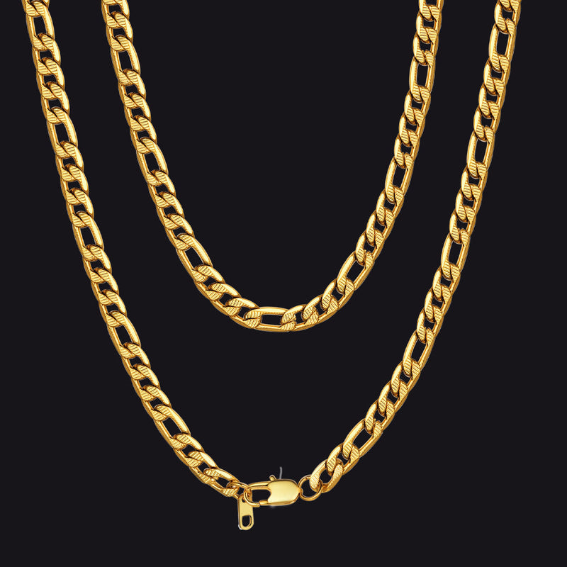 Figaro Curb Chain Link Necklace, 6/7.5/10 Mm Width