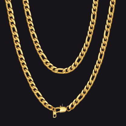 Figaro Curb Chain Link Necklace, 6/7.5/10 Mm Width