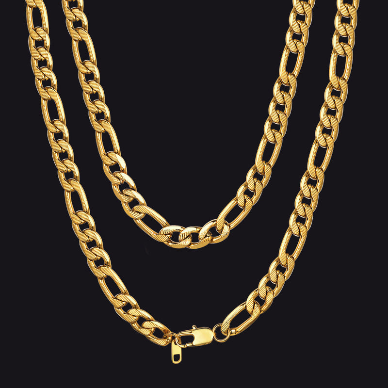 Figaro Curb Chain Link Necklace, 6/7.5/10 Mm Width