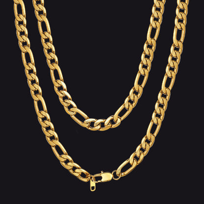 Figaro Curb Chain Link Necklace, 6/7.5/10 Mm Width