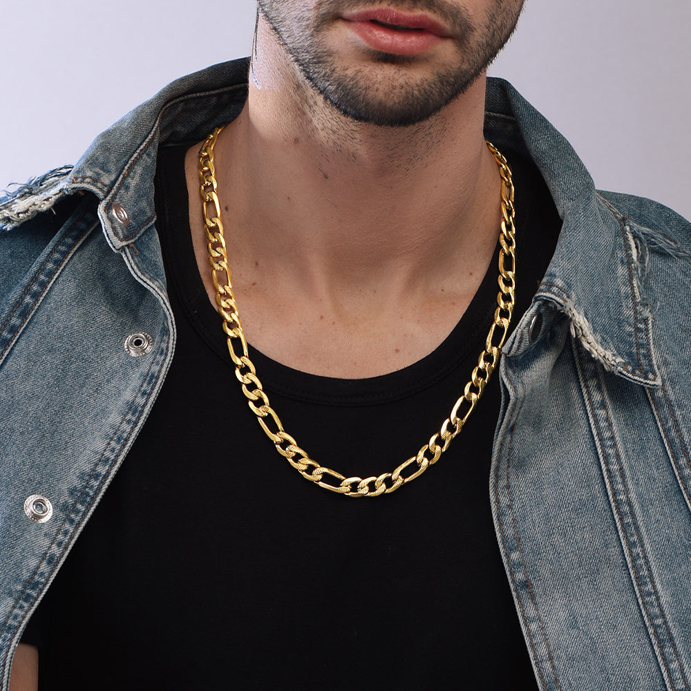 Figaro Curb Chain Link Necklace, 6/7.5/10 Mm Width