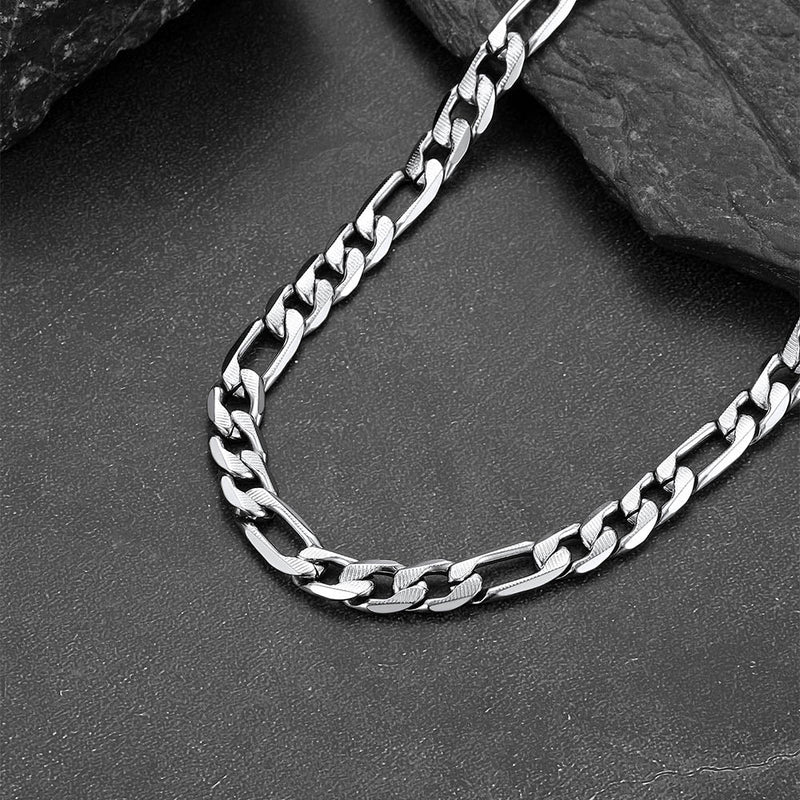 Figaro Curb Chain Link Necklace, 6/7.5/10 Mm Width