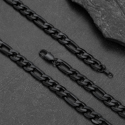Figaro Curb Chain Link Necklace, 6/7.5/10 Mm Width