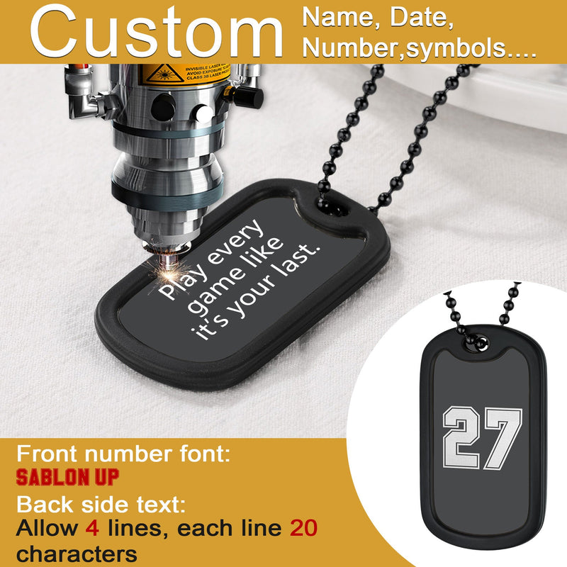 Customized Sport Number Dog Tag Necklace for
