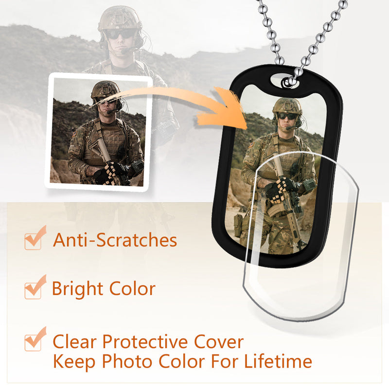 Personalized Military Army Photo Dog Tag Necklace With Picture for