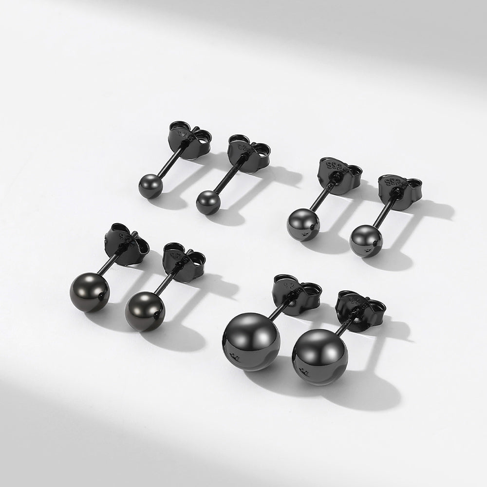 S925 Silver Minimalist Ball Stud Earrings for