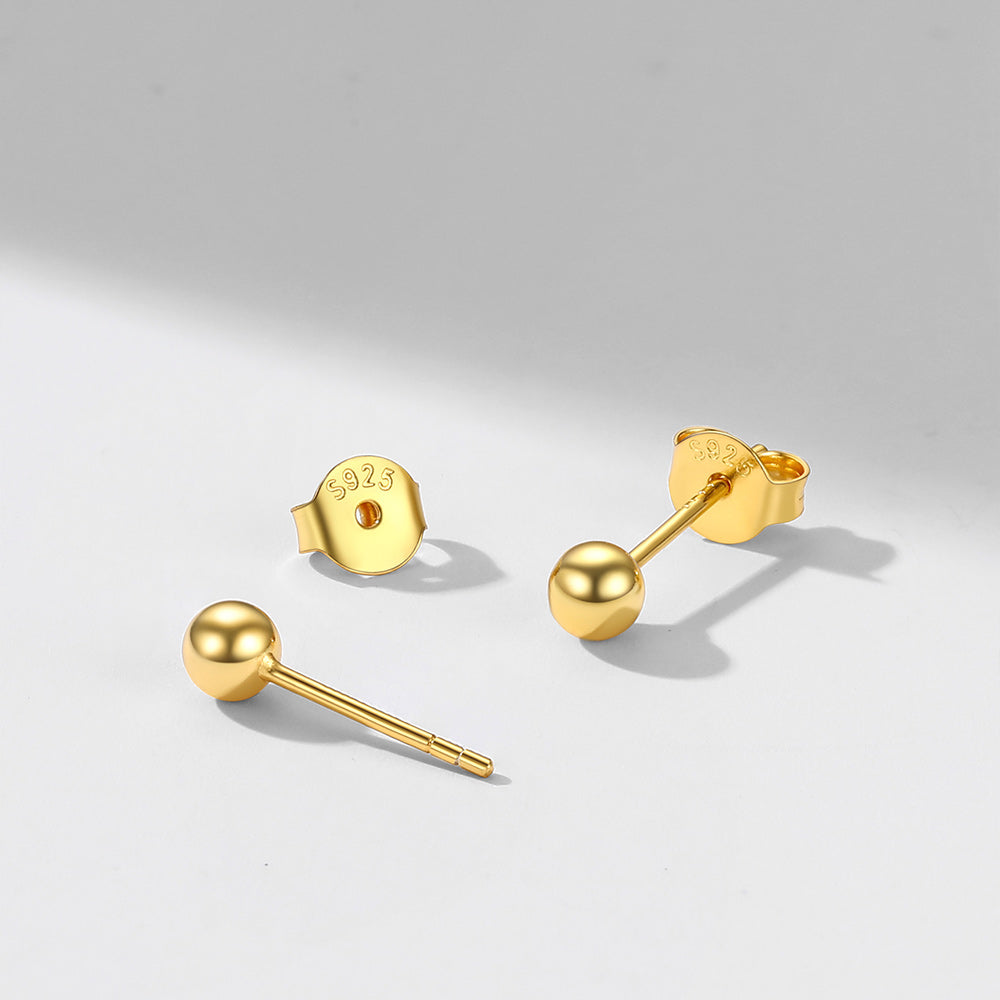 S925 Silver Minimalist Ball Stud Earrings for