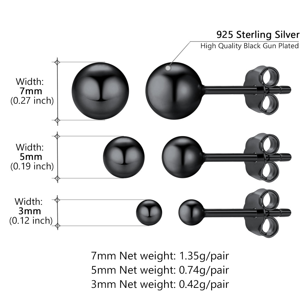 S925 Silver Minimalist Ball Stud Earrings for