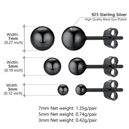 S925 Silver Minimalist Ball Stud Earrings for
