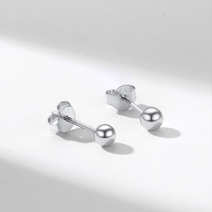 S925 Silver Minimalist Ball Stud Earrings for