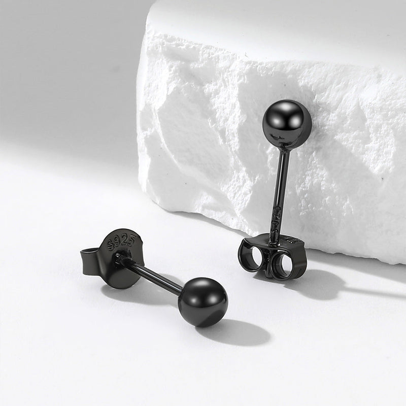 S925 Silver Minimalist Ball Stud Earrings for