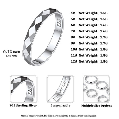 925 Sterling Silver 3mm Minimalist Band Rings for