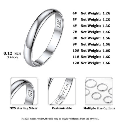 Sterling Silver Minimalist Band Ring for Couple
