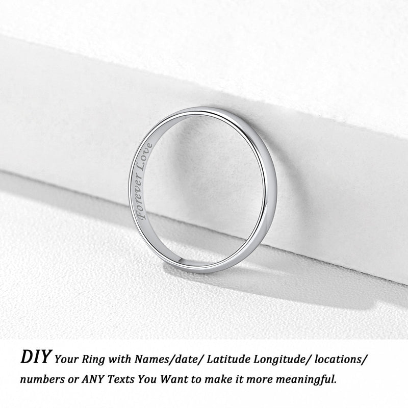 Sterling Silver Minimalist Band Ring for Couple