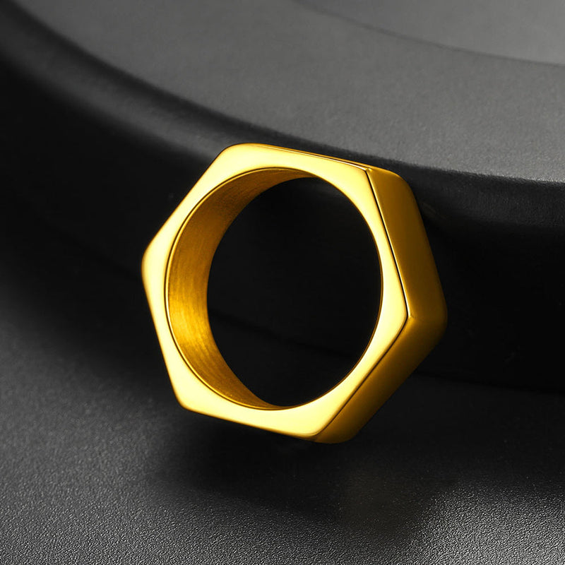 Custom 7mm Minimalist Geometric Band Ring for