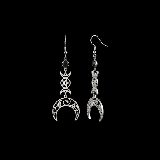 Crescent Pentagram Earrings