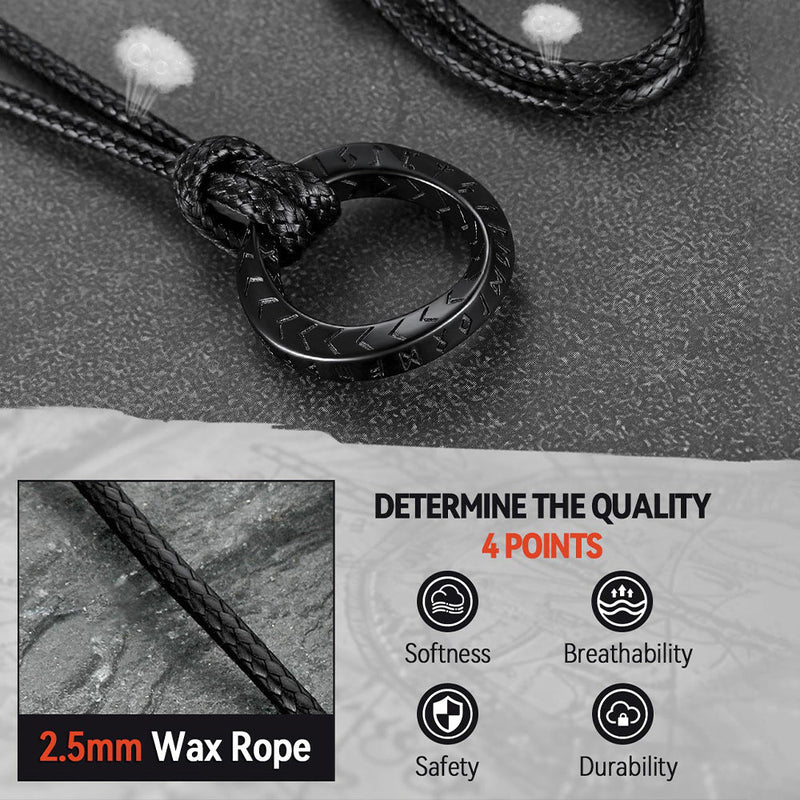 Viking Mobius Circle Leather Necklace Adjustable Leather Chain for